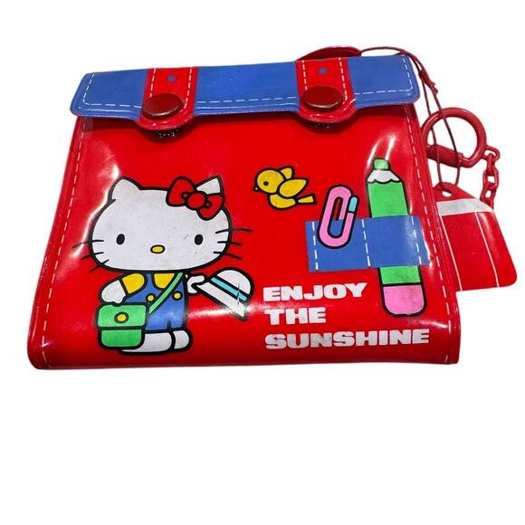 Vintage Hello Kitty Wallet Red Vinyl Close Snap WIth Card Holder - Picture 1 of 10